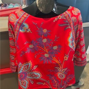 Vibrant Red Floral Women's Top p37